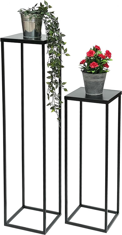 DanDiBo Blumenhocker Metall Schwarz 100 cm Eckig Blumenständer Beistelltisch FRA-006 Blumensäule Mod