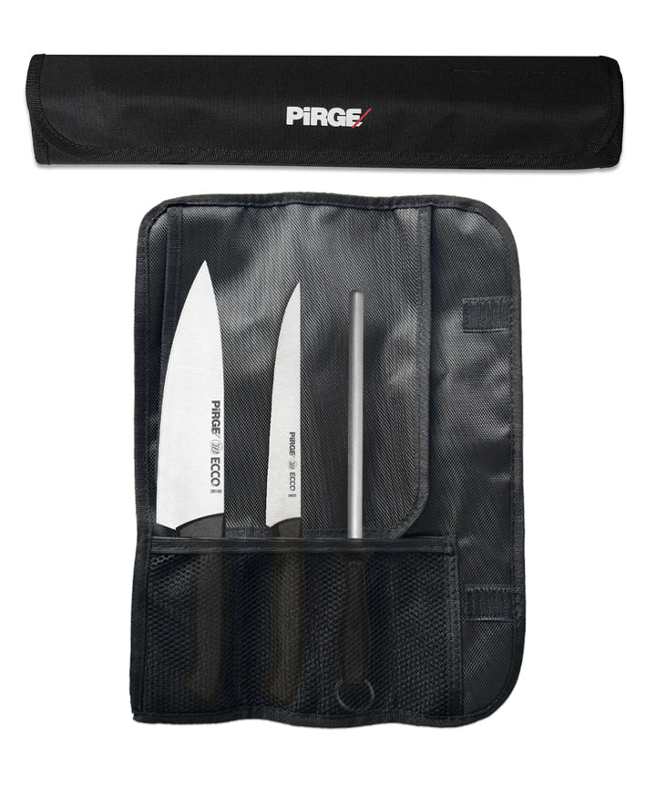 Pirge Ecco Starter Set Profi Messerset mit Tasche 4 Stück - Profi Kochmesser Set - Edelstahl Profi K