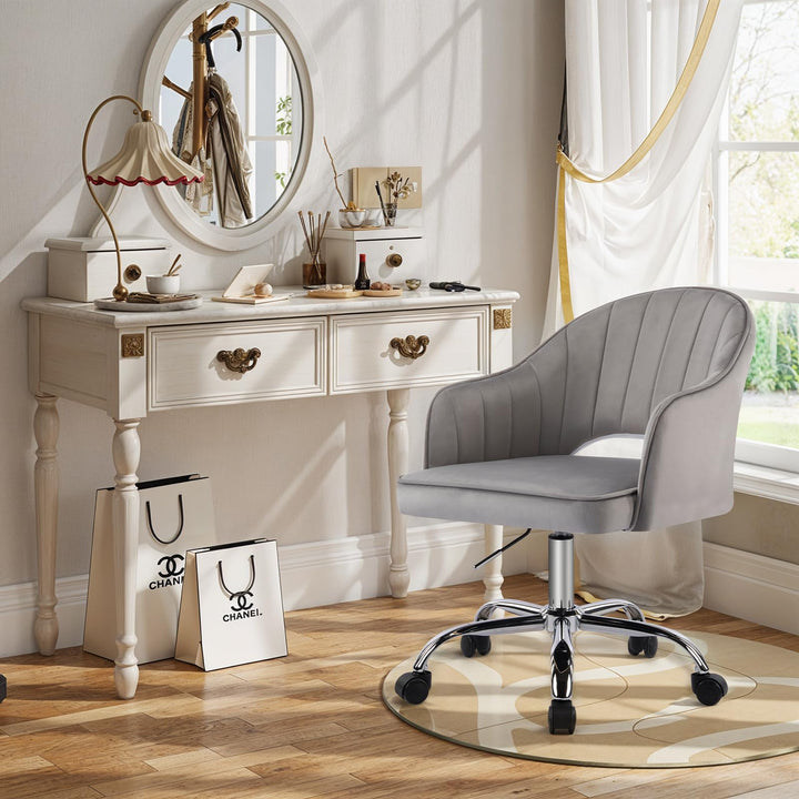 Homeoffice Stuhl, Schreibtischstuhl, Drehstuhl, Höhenverstellbar, Samt, Ergonomischer, für Arbeitszi