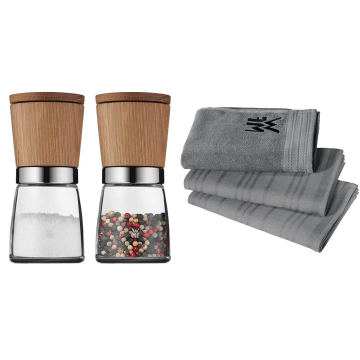 WMF Ceramill Nature Salz und Pfeffer Mühle Set 2-teilig, unbefüllt, für Salz, Pfeffer, Chilli, Salzm