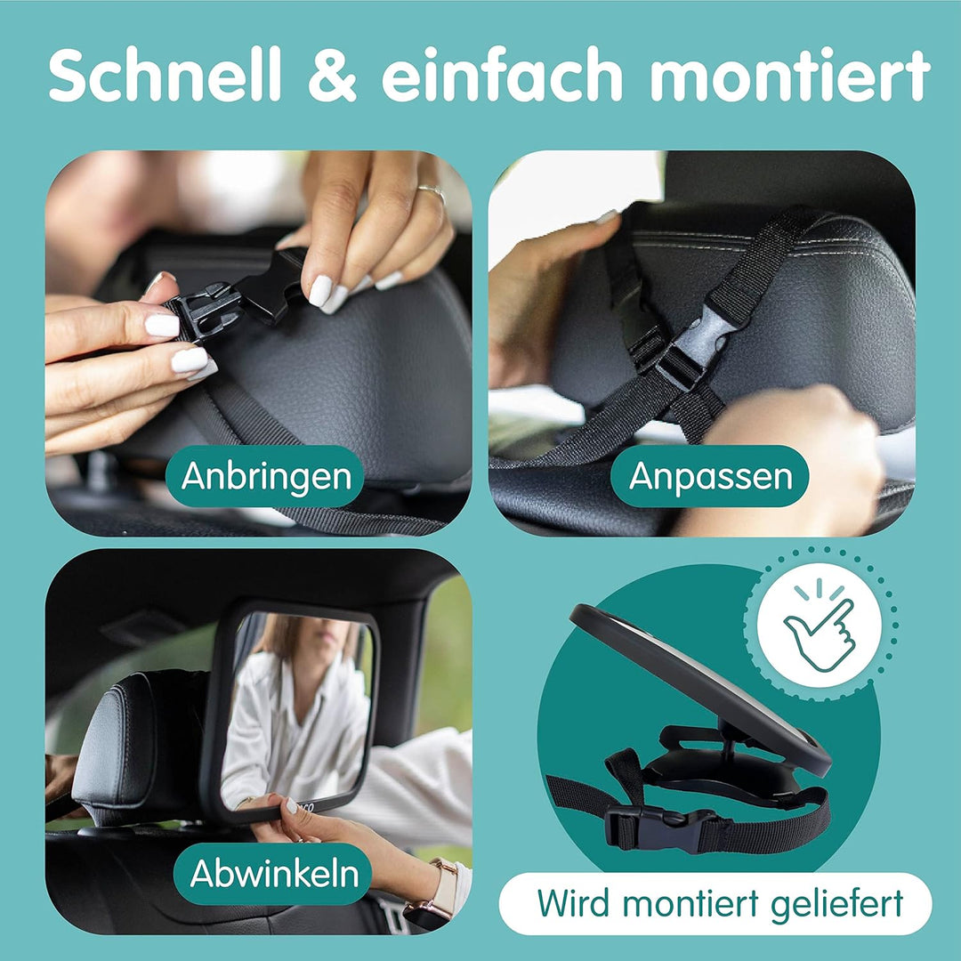 Onco 360° Baby Autospiegel - 2024 &amp; 2023 Preisgekrönter Auto Spiegel für Baby Rücksitz, 100% Bruchsi