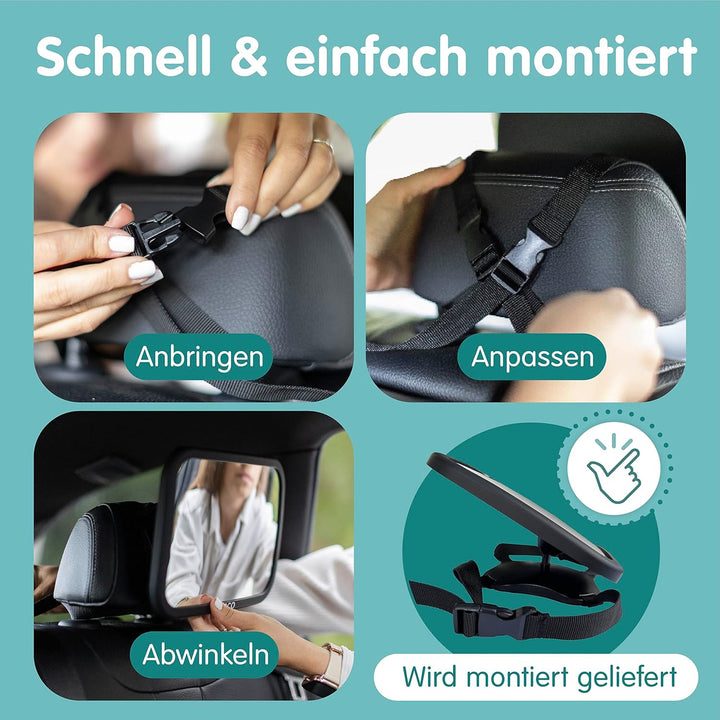 Onco 360° Baby Autospiegel - 2024 &amp; 2023 Preisgekrönter Auto Spiegel für Baby Rücksitz, 100% Bruchsi