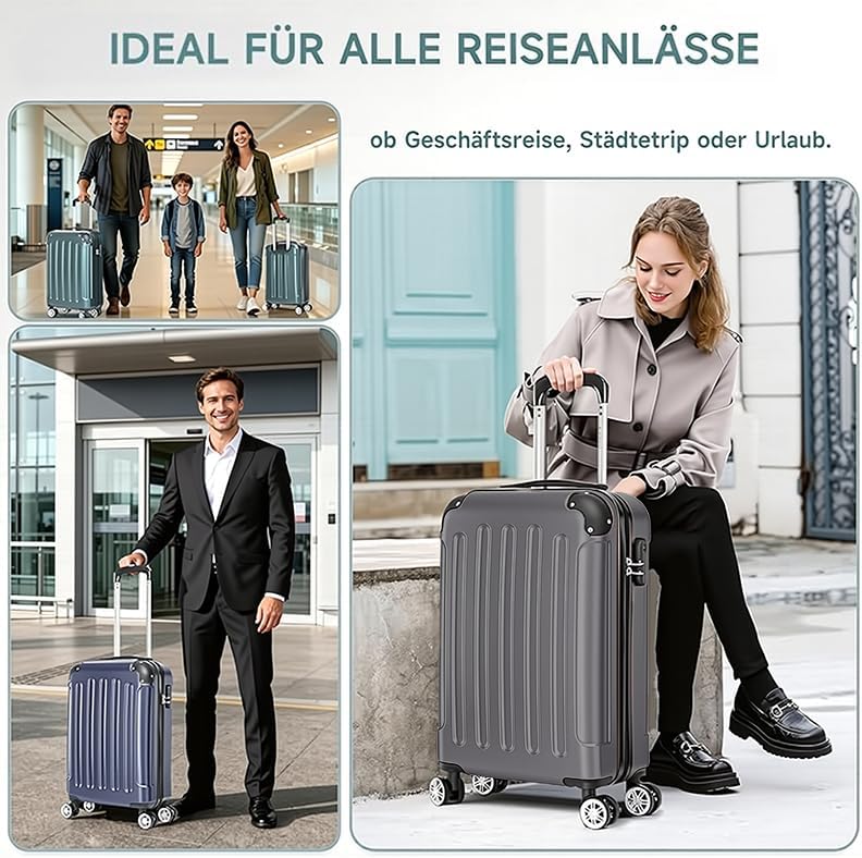 Handgepäck Koffer, Leichter Trolley Reisekoffer, 55x36x21 cm, Hartschalen Koffer, Reisekoffer Kabine