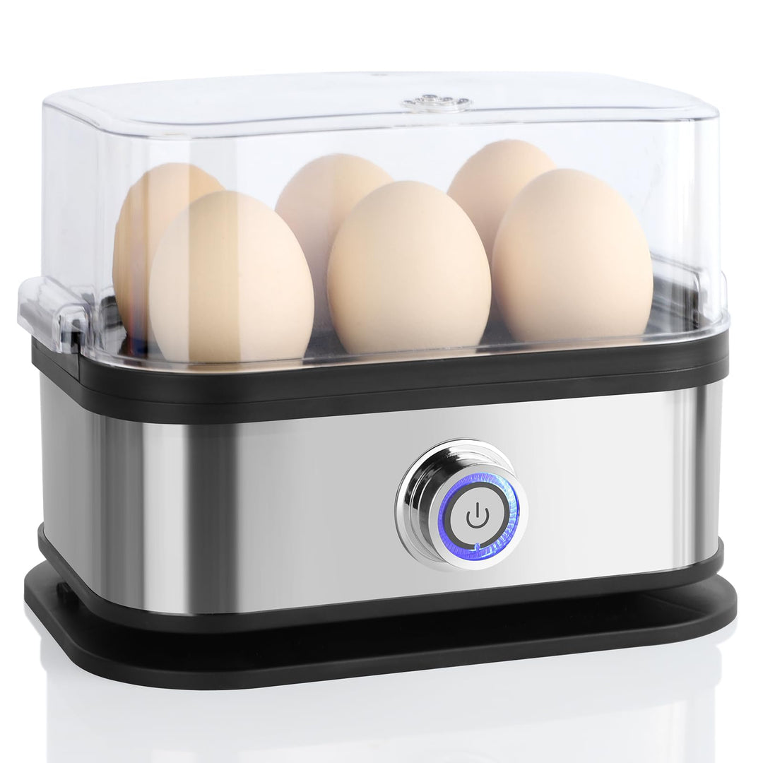 VINATO Eierkocher, bis zu 6 Eier (weich, mittel, hart, pochiert), Familiengrösse Egg Cooker, Leicht