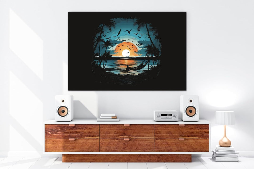 deyoli Sonnenuntergang an Südinsel Format: 100x70 cm als Leinwandbild, Motiv fertig gerahmt auf Echt