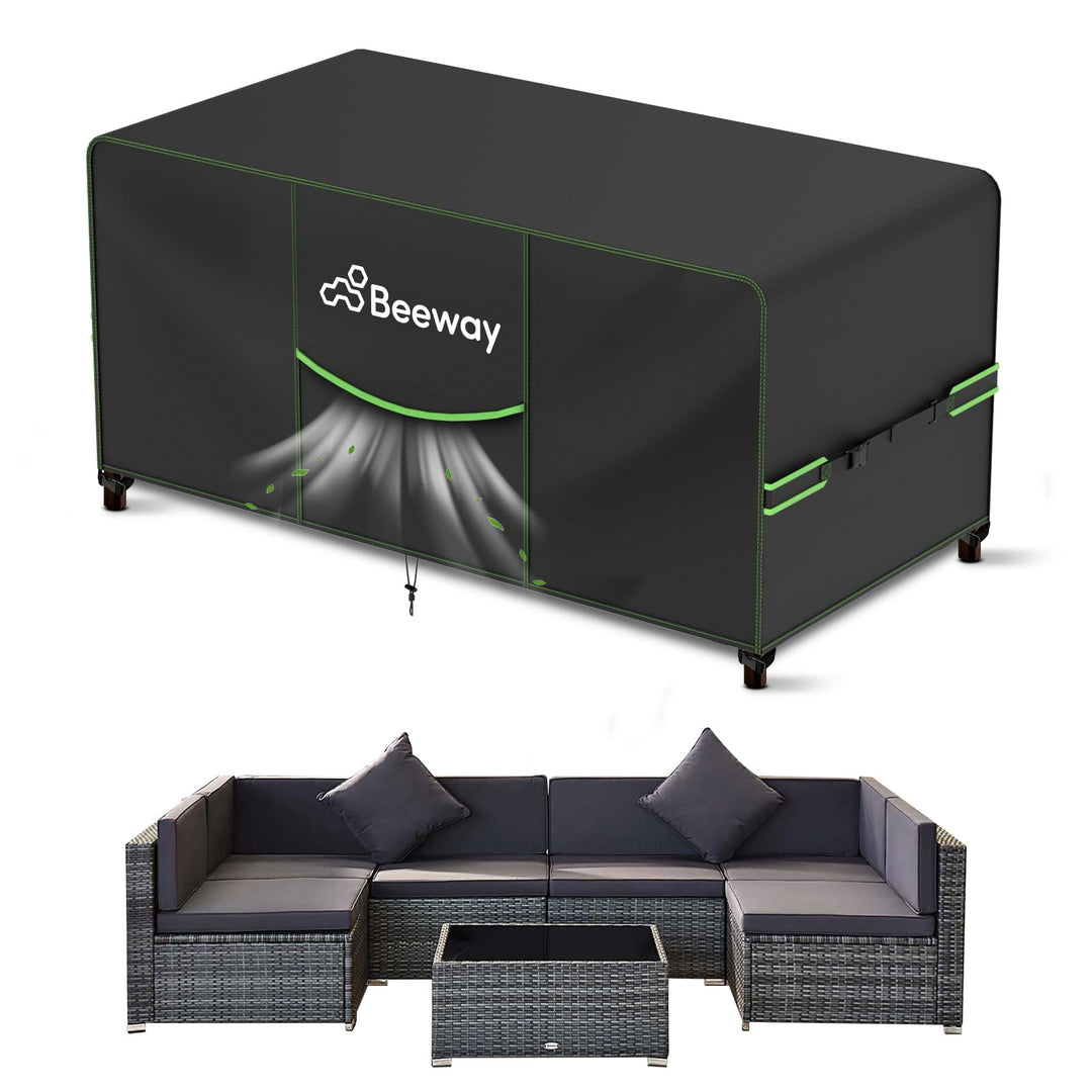BEEWAY Gartenmöbel Abdeckung Wasserdicht V2.0 300x200x92cm, Schutzhülle Abdeckplane für Gartentische