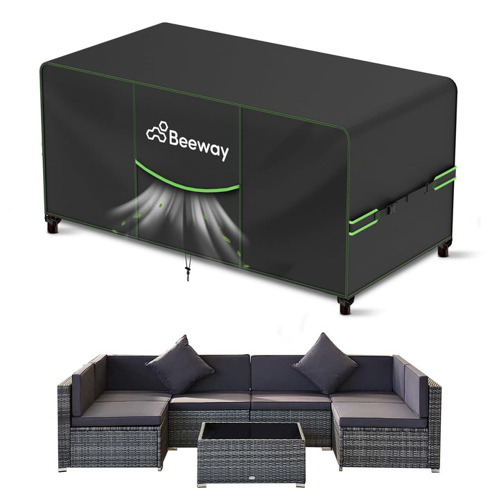 BEEWAY Gartenmöbel Abdeckung Wasserdicht V2.0 300x200x92cm, Schutzhülle Abdeckplane für Gartentische
