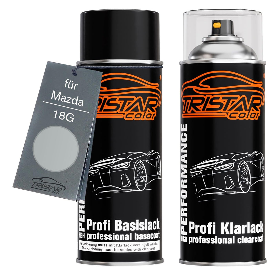 TRISTARcolor Autolack Spraydosen Set für Mazda 18G Hilight Silver Metallic/Highlight Silver Metallic