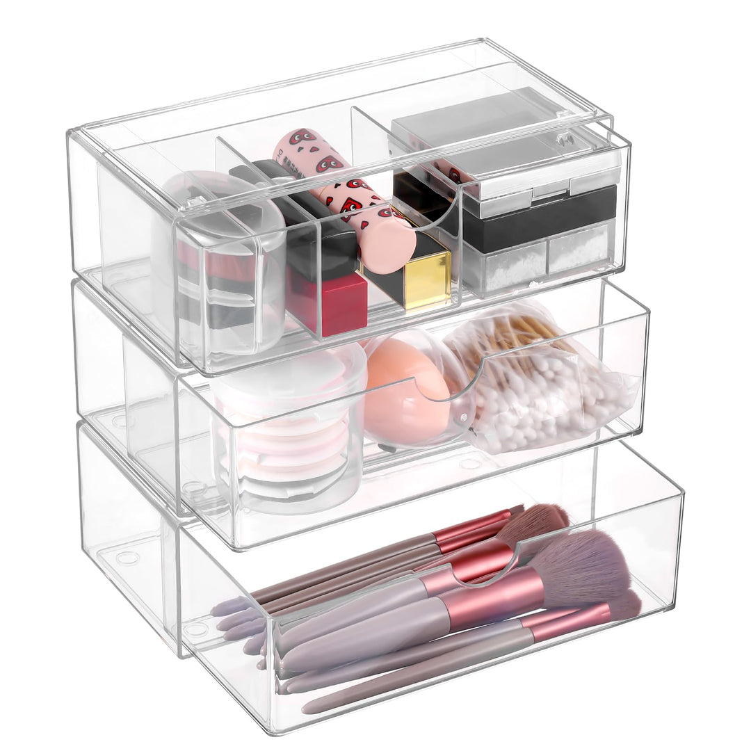 Hejo 3 Stück Acryl Kosmetik Organizer, Make up Organizer, Schminktisch Organizer, Schubladen Organiz