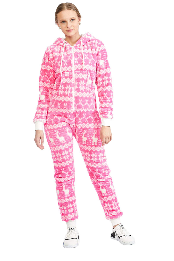 Teddyfleece Teddyfell Jumpsuit flauschig und kuschelig One Piece Overall warm (Pink(2910), S~36)