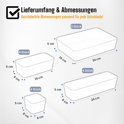 1x Schubladen-Organizer Set Aufbewahrungs-Box Einteiler verstellbar pastell-grün Set-pastellgrün, Se