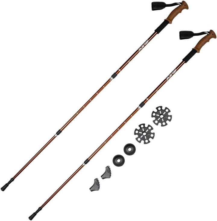 JELEX Nature Teleskop Walking Stöcke für Nordic Walking verstellbar, inkl. diverser Aufsätze für Out