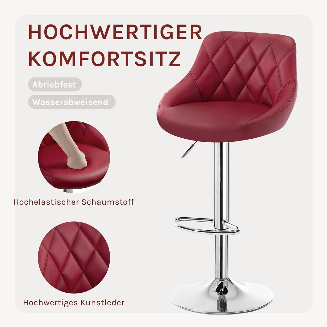 WOLTU 4er Set Barhocker Bistrohocker Tresenhocker Barstuhl Höhenverstellbar, Drehbar, Sitzfläche aus