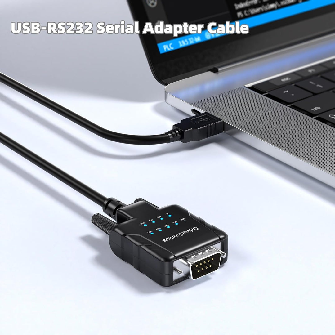 DriverGenius USB Typ-A auf Seriell RS232-(DB9) Adapter Konverter mit 9 x LEDs für IT-Administratoren