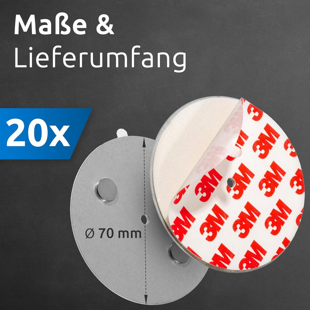 ECENCE Rauchmelder Magnethalter 20 Stück Selbstklebende Magnethalterung für Rauchmelder Ø 70mm schne