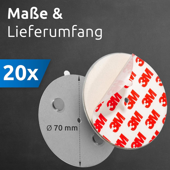 ECENCE Rauchmelder Magnethalter 20 Stück Selbstklebende Magnethalterung für Rauchmelder Ø 70mm schne