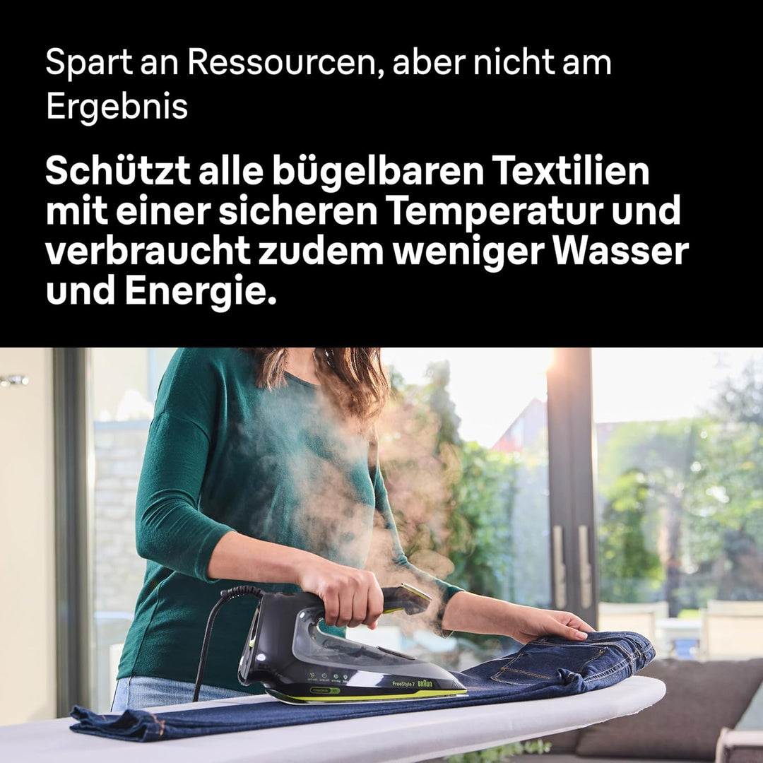 Braun FreeStyle 7 – Dampfbügeleisen mit ergonischem Griffdesign, Bügelergebnisse wie mit einer Dampf