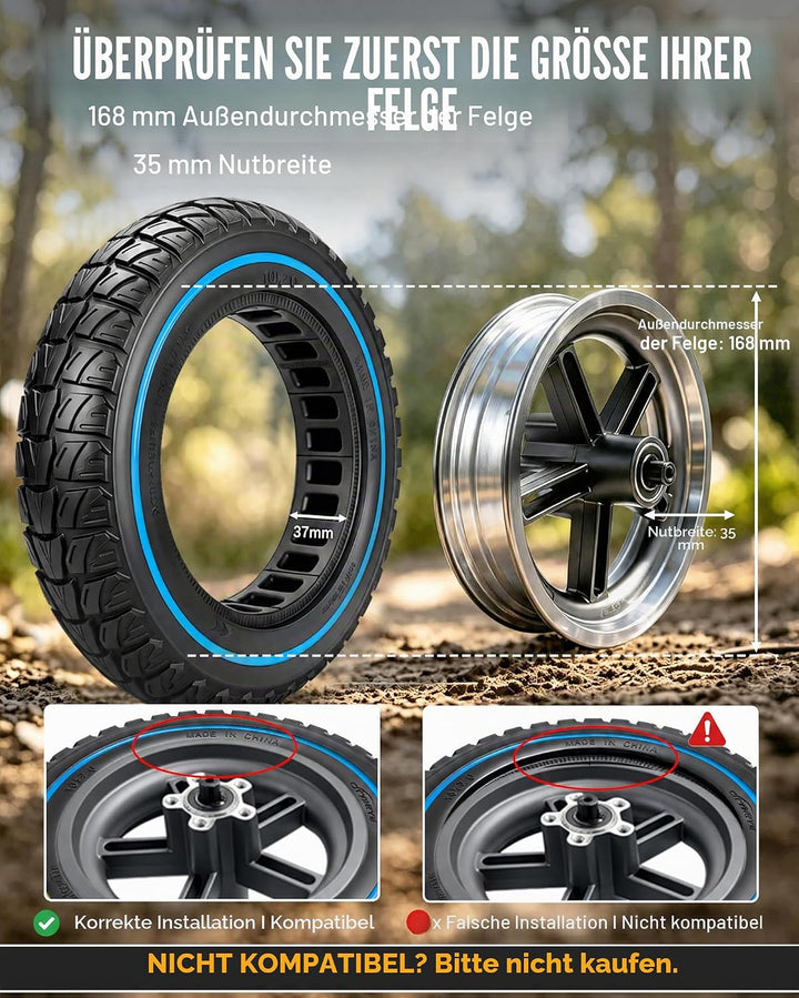 Robuster Reifen, 10 x 2 Zoll, Ersatz für Originalreifen 10x2.125 10x2/54-152 8.5x2.0 50/75-6.1 8 1/2