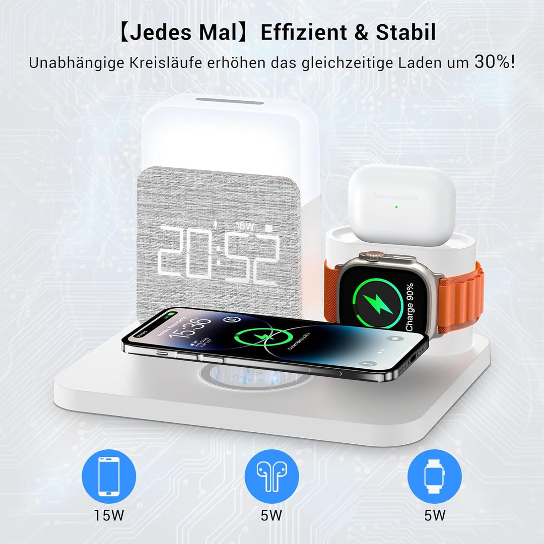 COLSUR 5 in 1 Ladestation für Apple Watch iPhone Airpods,15W Schnell Wireless Charger für iPhone 17/