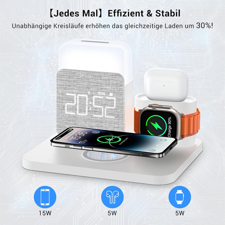 COLSUR 5 in 1 Ladestation für Apple Watch iPhone Airpods,15W Schnell Wireless Charger für iPhone 17/