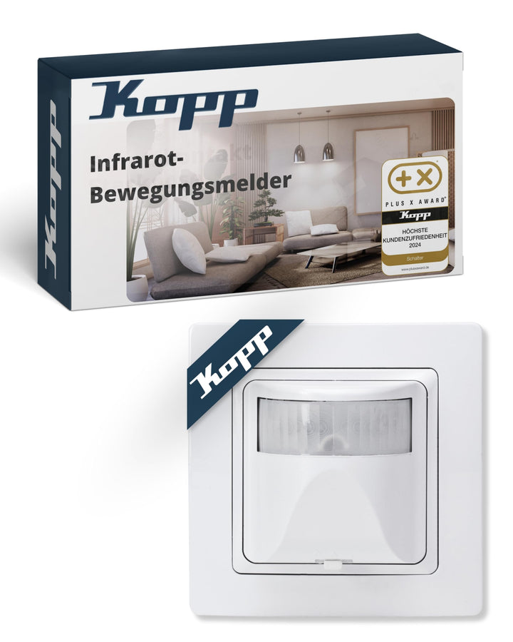 Kopp 808102014 INFRAcontrol 180 Grad, Komplettgerät, inkl. 1-Fach Abdeckrahmen (Design Paris), UP, I