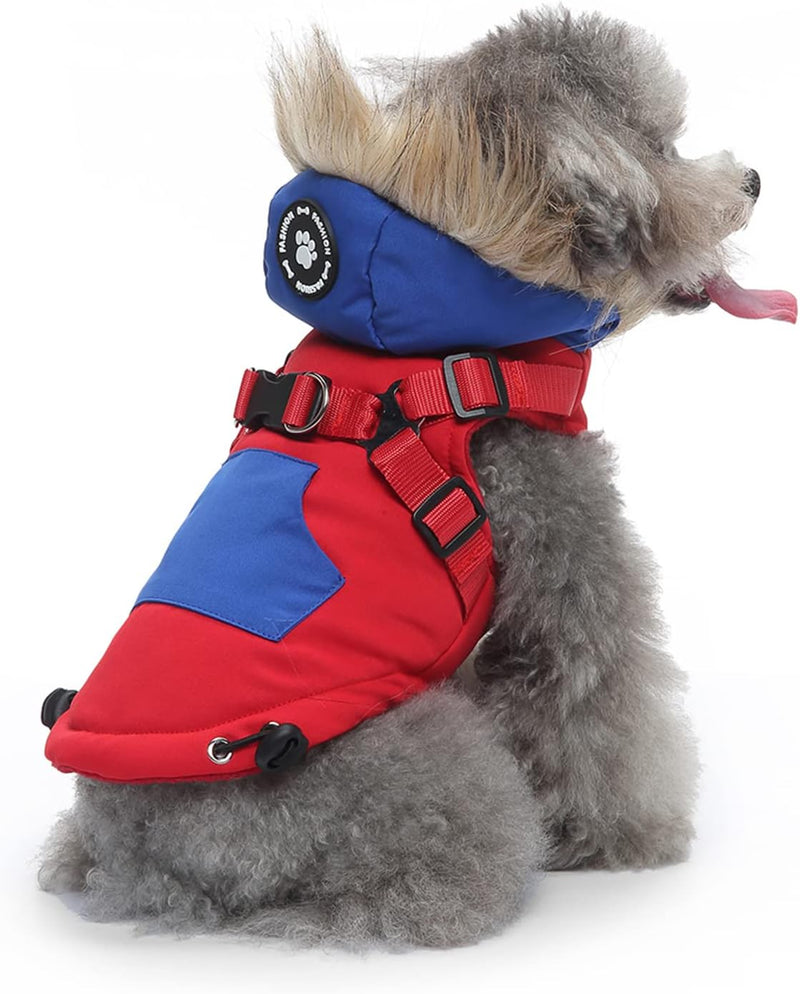 PETCUTE Hund Wintermantel mit Kapuze,Hundemantel mit Reissverschluss,Verstellbar Hunde Winterjacke f