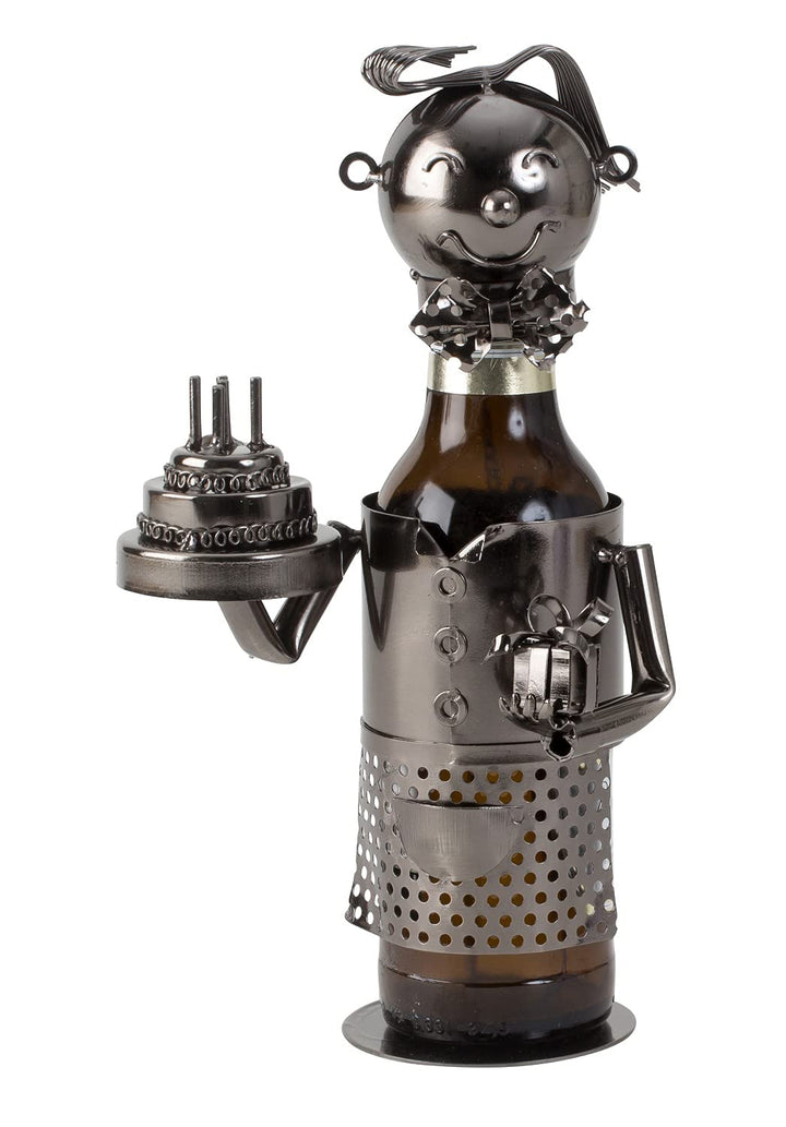 Lifestyle & More Moderner Flaschenhalter Bierflaschenständer Geburtstag aus Metall in Silber Höhe 24