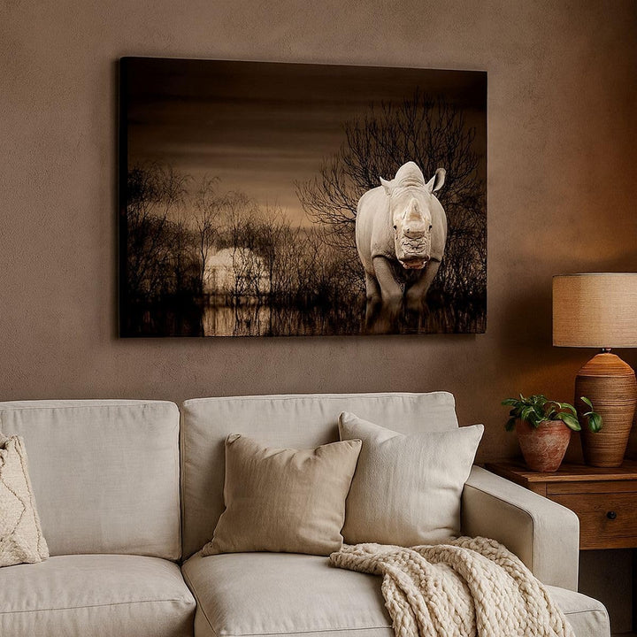 Bilder auf Leinwand 100x70cm Leinwandbild Tier Nashörner Insekten Gross Wanddeko Bild Schlafzimmer K
