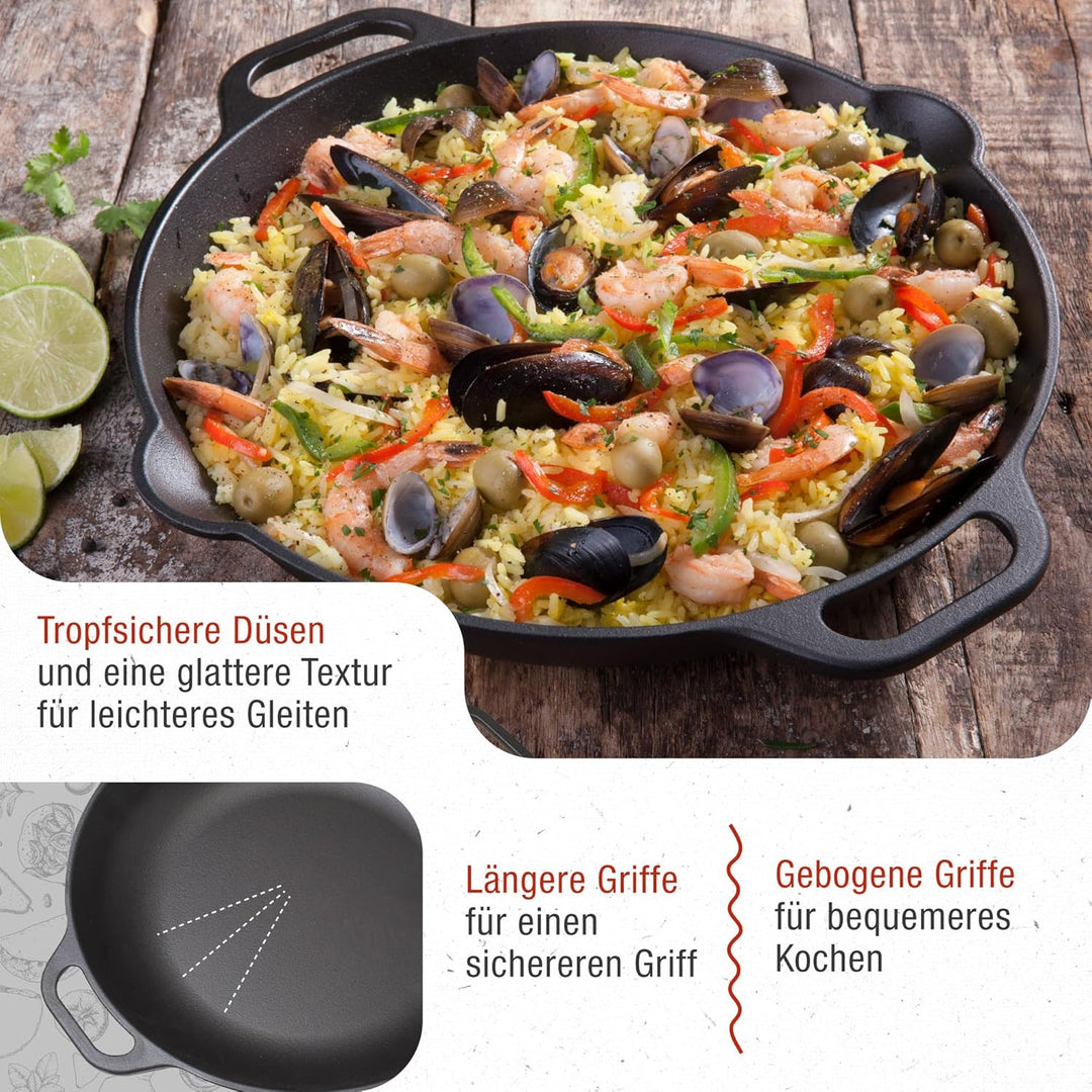 Victoria Runde Pfanne aus Gusseisen mit Doppelschlaufen-Griffen, hergestellt in Kolumbien 13 Inch, 1