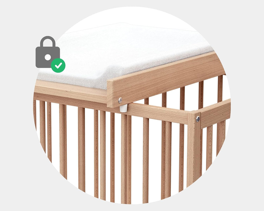 WEBABY - Wickelplan für Babybett MONA Holz Buche Lackiert | Wickeltisch für Babybett 60x120cm | Sich