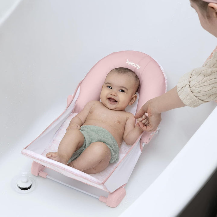 Ingenuity FoldAway 2-Position Bather, 2-Positionen verstellbarer Baby-Badesitz für Waschbecken oder