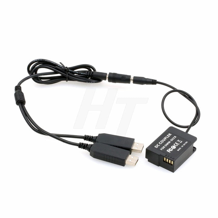 Dual USB DMW-BLC12 Dummy Akku DMW-DCC8 Netzteil für Panasonic Lumix DSLR G5 G6 G7 Kamera