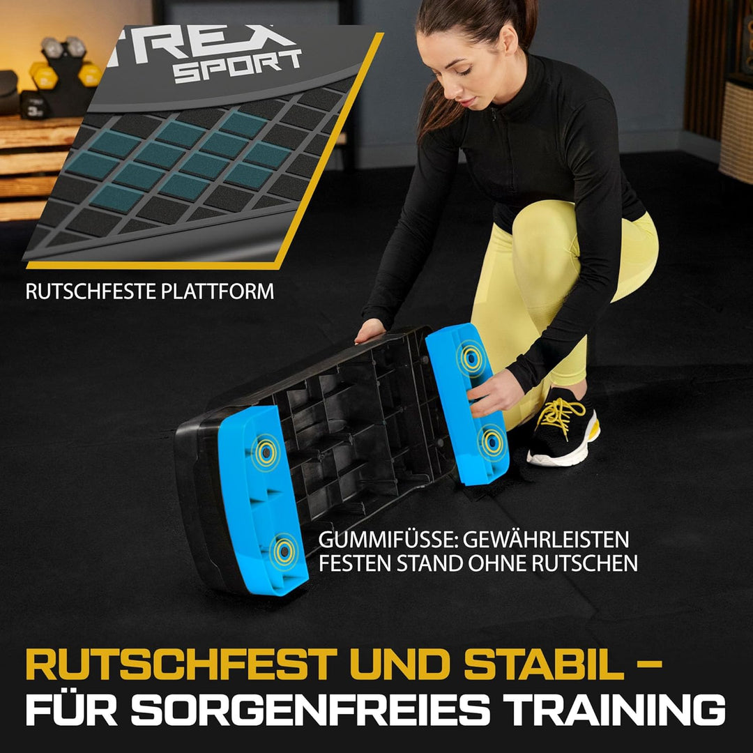 TREX SPORT Steppbrett für zuhause höhenverstellbar TX-030AS | 68×28×10/15/20cm Aerobic Stepper 3 Stu