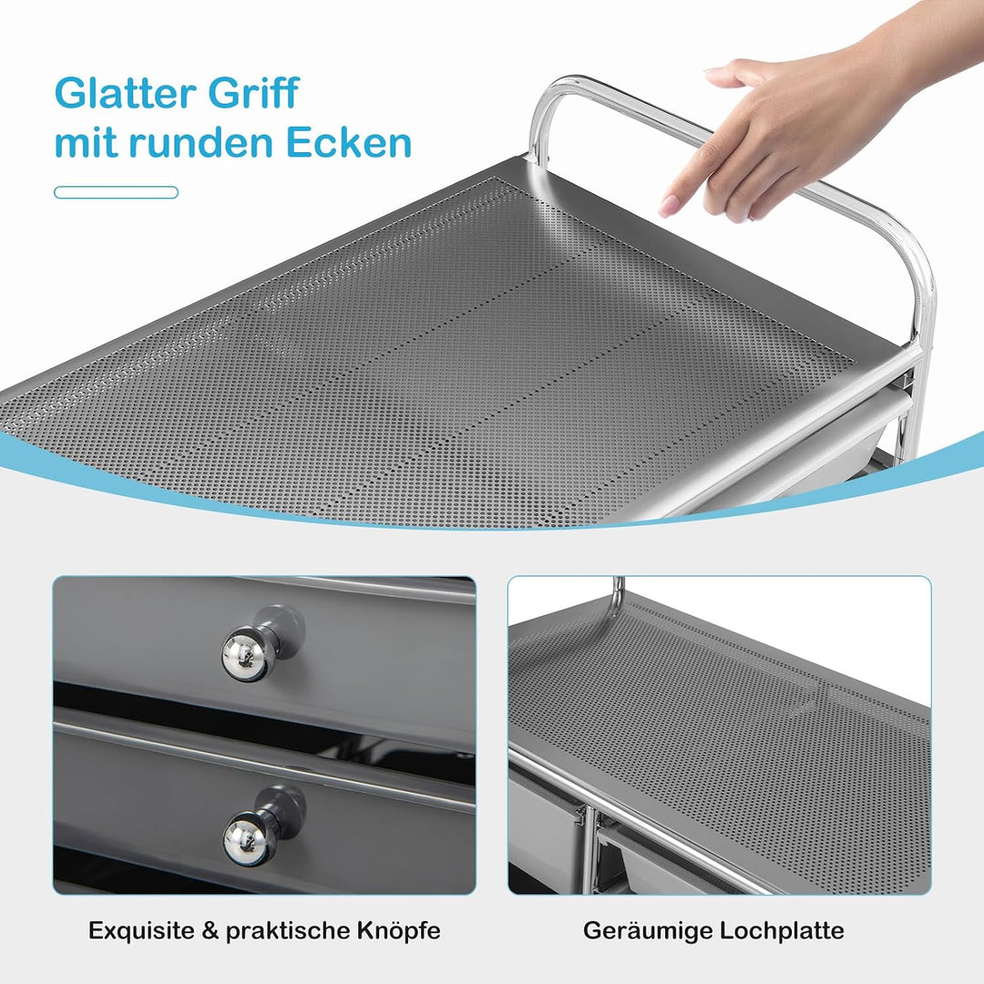 COSTWAY Rollwagen mit 15 stapelbaren Schubladen, Schubladenwagen Rollcontainer mit Metallgestell und