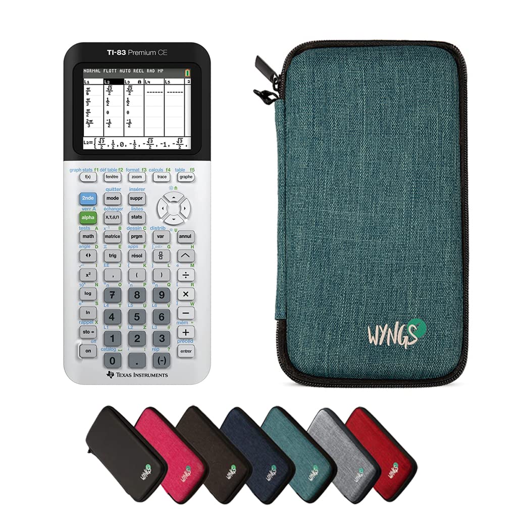 CALCUSO Sparpaket: TI-83Premium CE Grafikrechner + WYNGS Schutztasche türkis + Erweiterte Garantie v