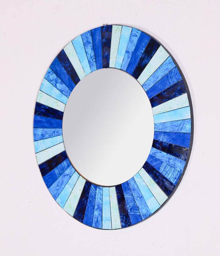 GURU SHOP Mosaikspiegel - Patchwork Blau, 50x50x3 cm, Spiegel, Patchwork Blau