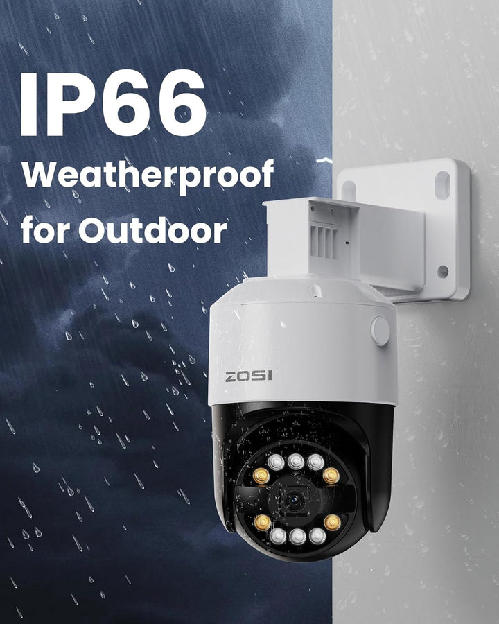 ZOSI 5MP PoE Überwachungskamera Aussen, 360° Outdoor Kamera mit 2-Wege-Audio, Personenverfolgung, Fa