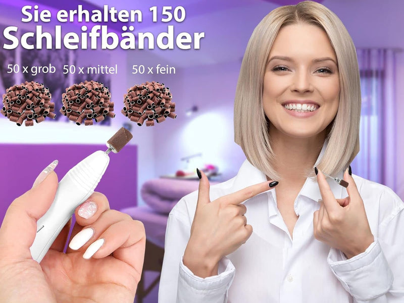 Hornhautentferner Set Schleifgerät mit 150 Schleifhülsen und