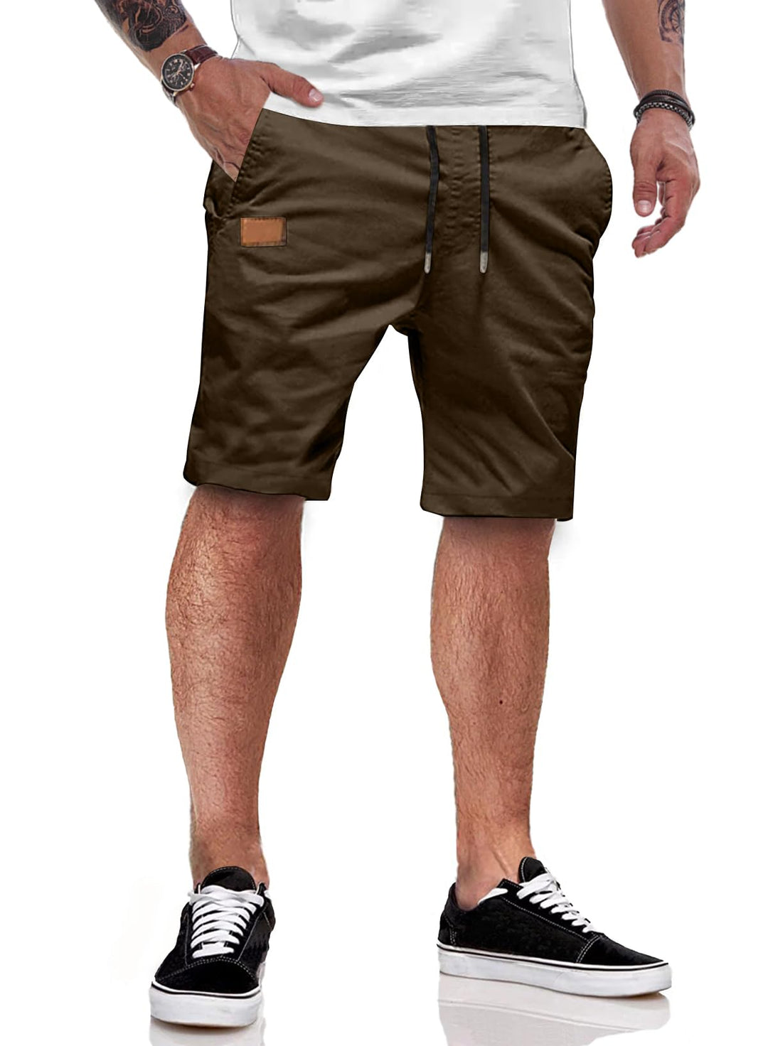 JMIERR Kurze Hosen Herren Shorts Herren Sommer Chino Baumwolle Elastische Taille mit Taschen S G Bra