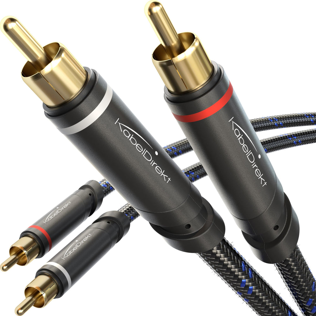 KabelDirekt – 4m – Cinch Kabel, Stereo Audio Kabel 2×2 Cinch, bruchfeste Metallstecker &amp; Nylon-Braid