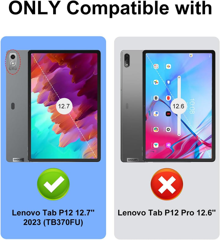 FOGARI Tastatur Hülle für Lenovo Tab P12 12.7" 2023, QWERTZ Layout, Hülle Tastatur mit Magnetisch Ab