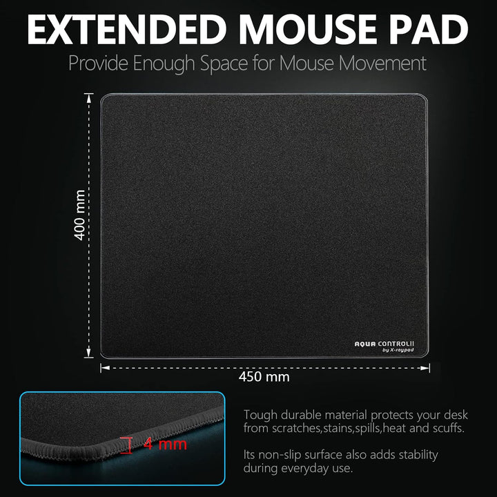 X-Raypad Aqua Control 2 AC2 Solid Gaming-Mauspad, Ultra-Hochpräzisions-Mauspad mit Perfekter Geschwi