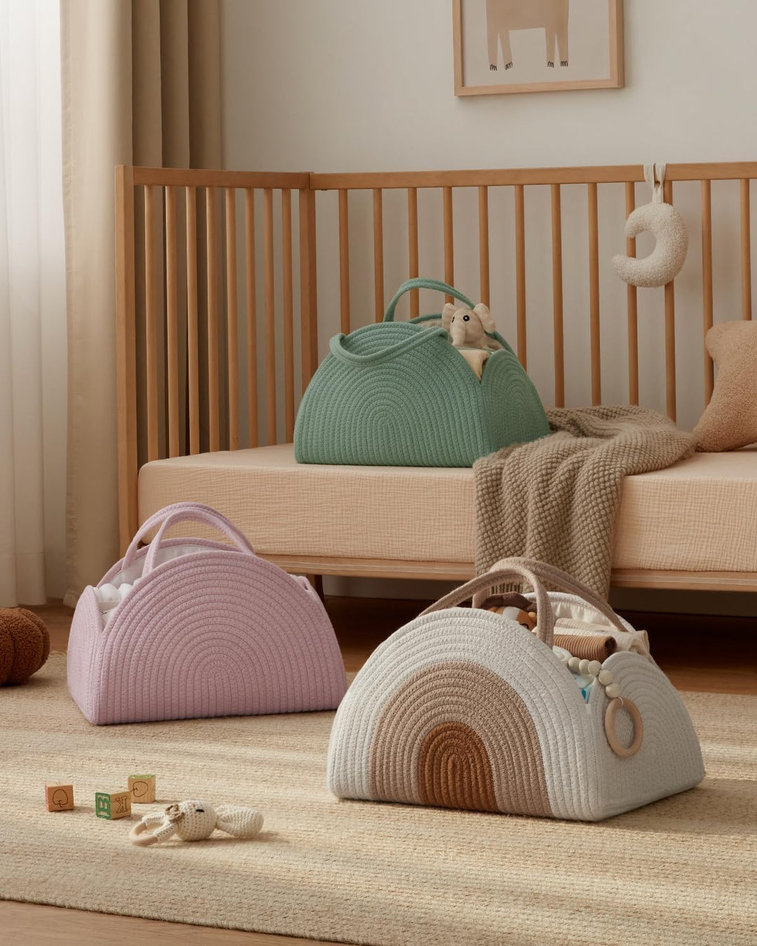 Baby Windel Caddy Veranstalter, Baumwollseil grosse Dusche Caddy für neugeborene Jungen und Mädchen,