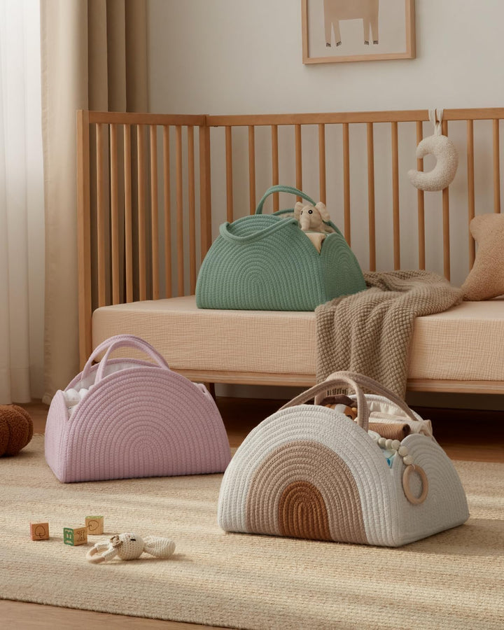 Baby Windel Caddy Veranstalter, Baumwollseil grosse Dusche Caddy für neugeborene Jungen und Mädchen,