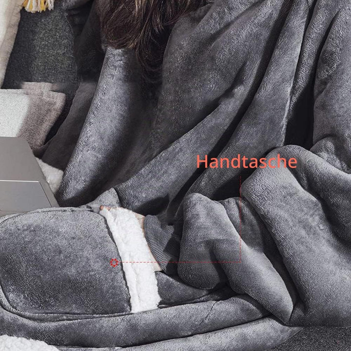 Emwwat Extra Lange Hoodie Decke, Übergrosse Sherpa Hoodie Decke für Damen und Herren, tragbare Decke