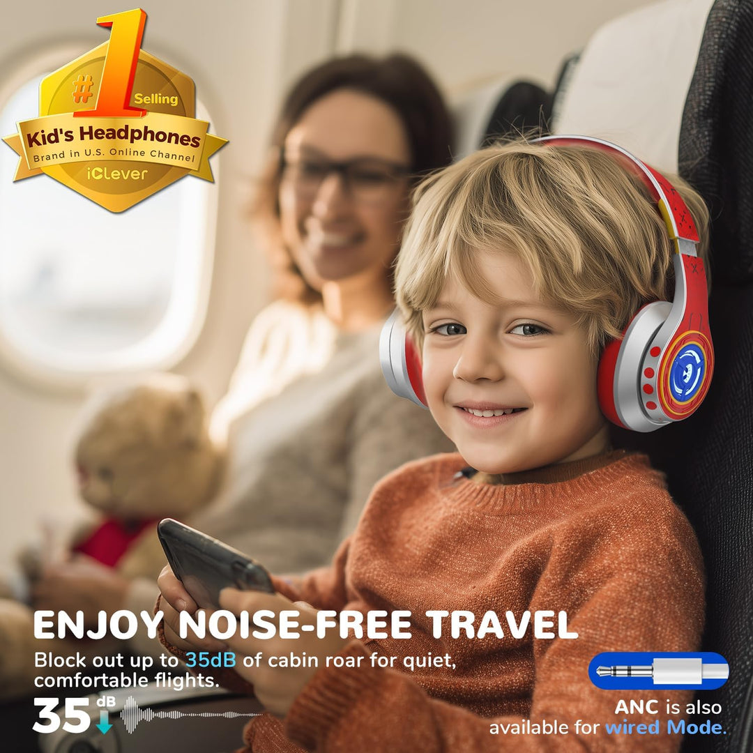 iClever Noise Cancelling Bluetooth Kopfhörer Kinder, LED-Beleuchtung, Bluetooth 6.0, Type-C-Schnella