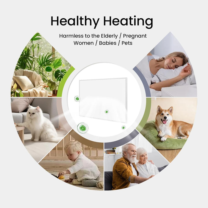 Hocosyme Infrarotheizung 600 Watt, Infrarotheizung Wandmontage bis 120 Grad Celsius für 5-10㎡ - 1-3