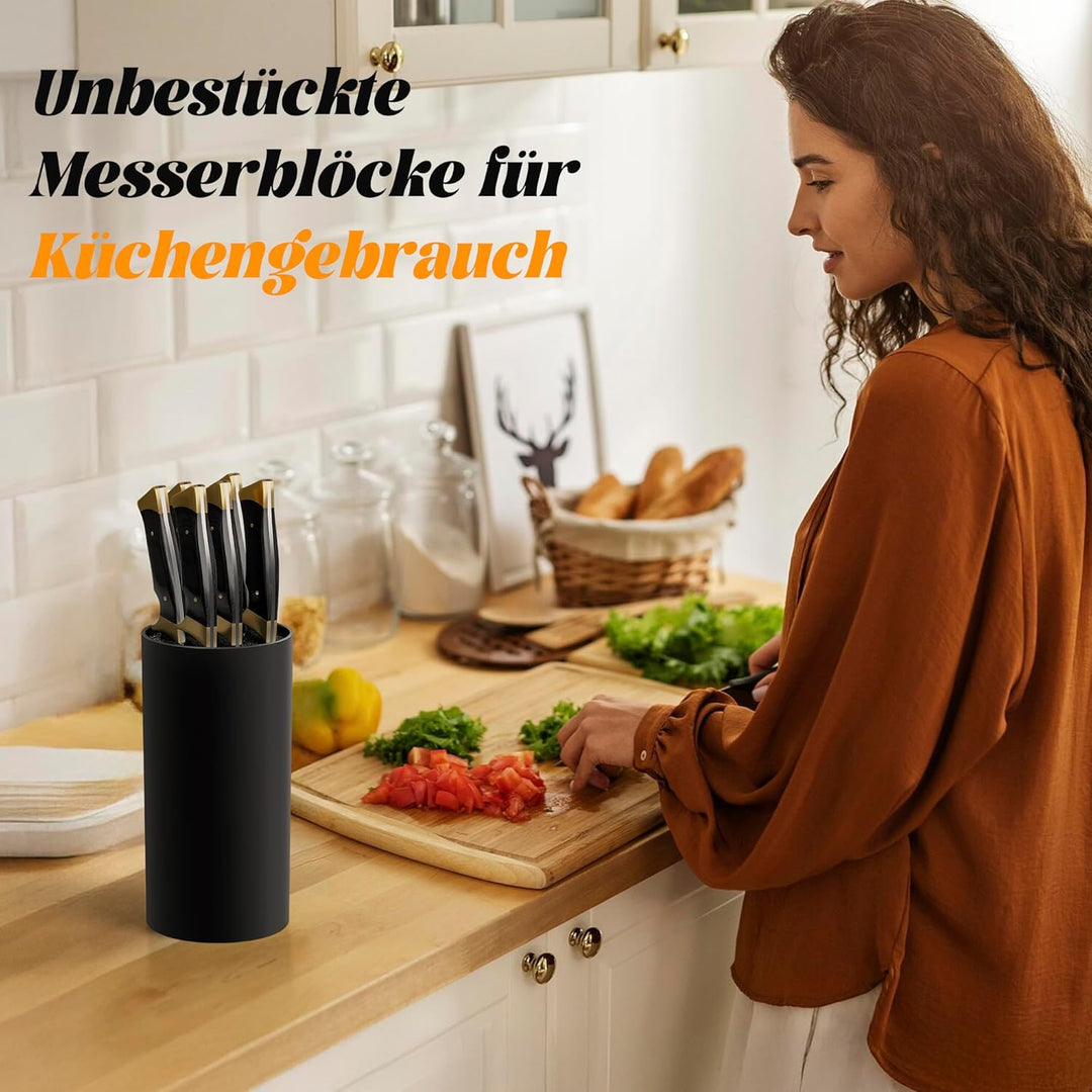 Messerblock Ohne Messer für Küche, Universal Schwarz mit Flexiblen Lamellen, Leer für 4-10 Messer Al