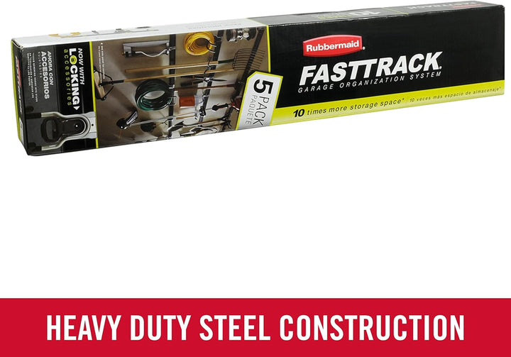 Rubbermaid FastTrack Garagenaufbewahrungshaken, 5 Stück, All-in-One Schienenhaken-Set und Werkzeug-O