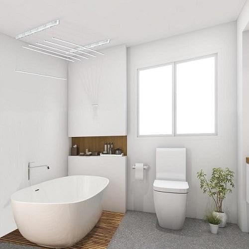 DURA HOME Deckenwäscheständer - Weiss | Platzsparender Wäscheständer für den Innenbereich | Höhenver